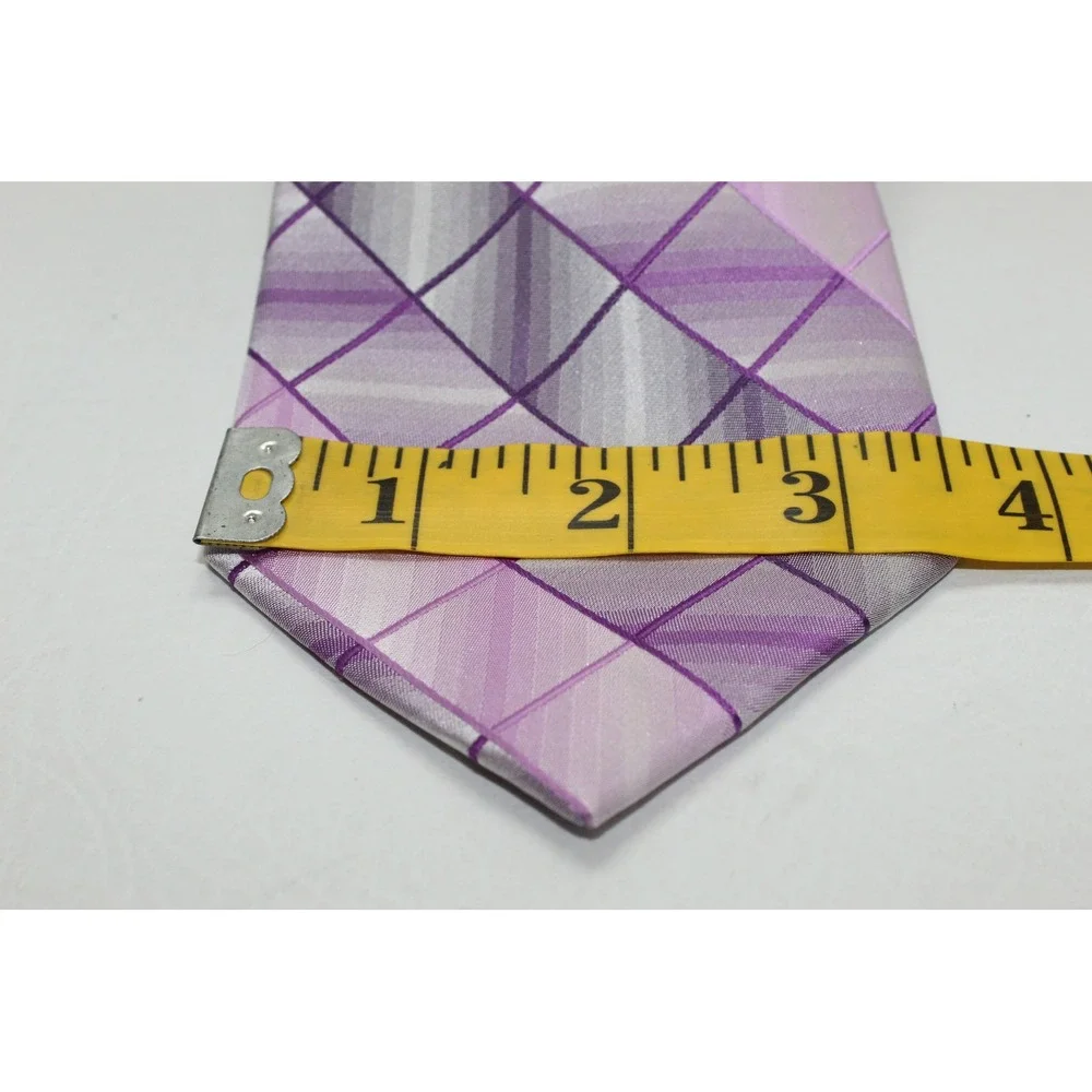 Stafford Performance Mens Silk Tie Purple Violet Geometric Diamond Grid NEW